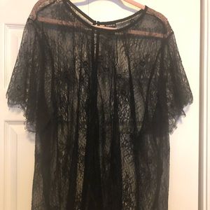 Torrid - Black lace short sleeve blouse